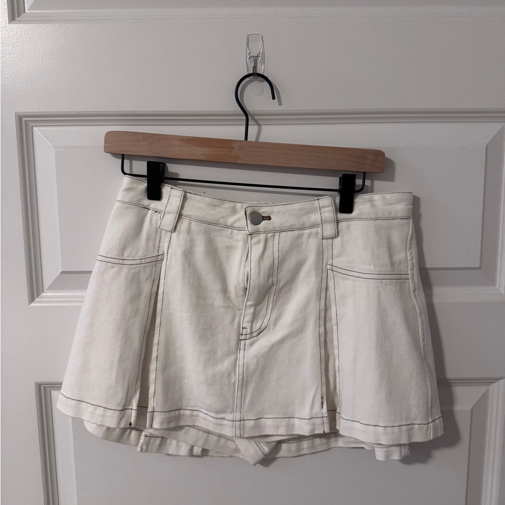 Stylish Cream Mini Skort